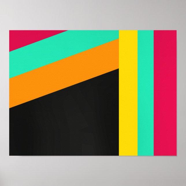 Poster Motif coloré à rayures modernes (Devant)