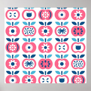 Poster Motif couleur rétro Apple sans couture