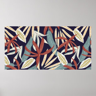 Poster Motif créatif sans faille avec plantes tropicaux s