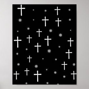 Poster Motif Croix et étoiles