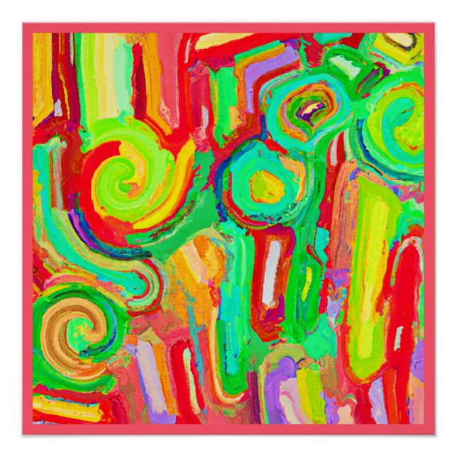 Poster Motif d'abstraction coloré (Devant)