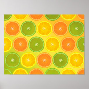 Poster Motif d'agrumes...orange, citron vert et citron