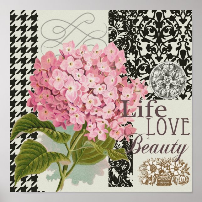 Poster Motif Damas Décor Floral Joli (Devant)