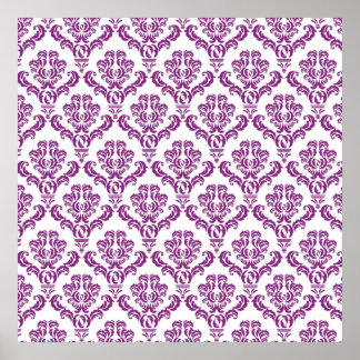 Poster Motif damassé violet vintage
