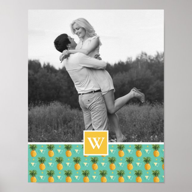 Poster Motif d'ananas géométrique | Photo Avec Monogramme (Devant)