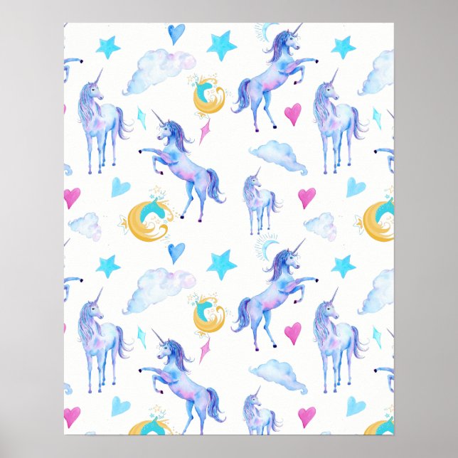 Poster Motif d'aquarelle magique Unicorn Design Imaginair (Devant)