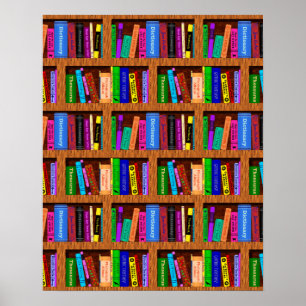 Poster Motif d'arrière - plan d'étagère de bibliothèque