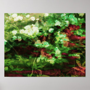 Poster motif d'art cool de fleurs vert rouge. Nature