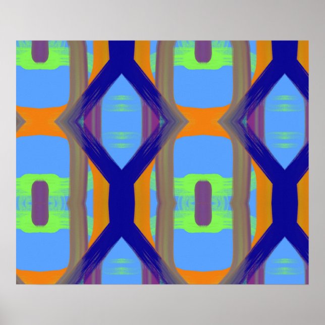 Poster Motif d'art Customisé couleur bleu vert orange (Devant)