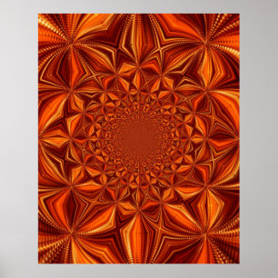 Poster Motif d'art numérique kaléidoscope rouge-66666