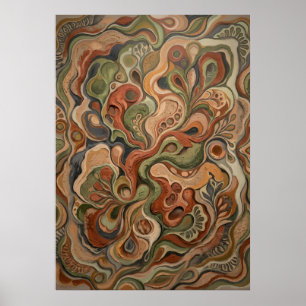 Poster Motif d'art organique abstrait tourbillonnant psyc