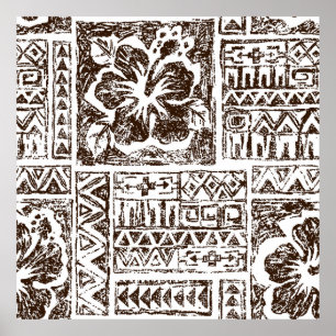 Poster Motif d'art tropical autochtone hawaïen