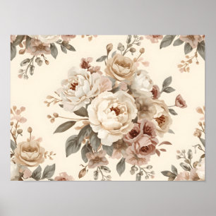 Poster Motif de bouquet floral vintage romantique