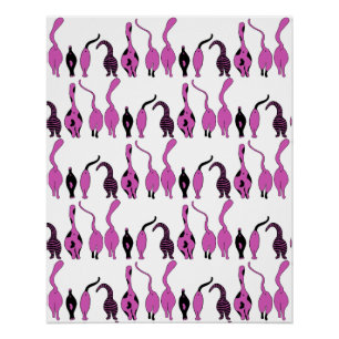 Poster Motif de boutons de chats violets