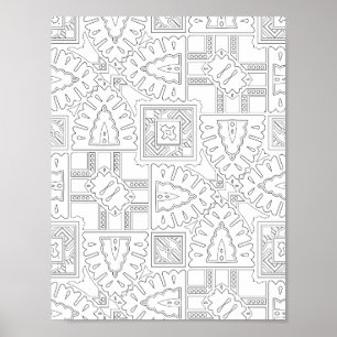 Poster Motif de carreaux bohème décoratifs en couleur pou