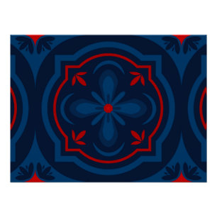 Poster Motif de carreaux floraux décoratifs 