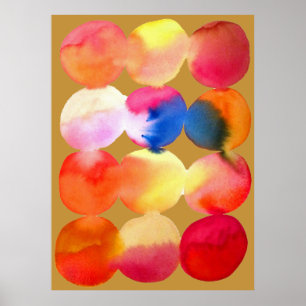 Poster Motif de cercle à l'aquarelle, art abstrait de cou