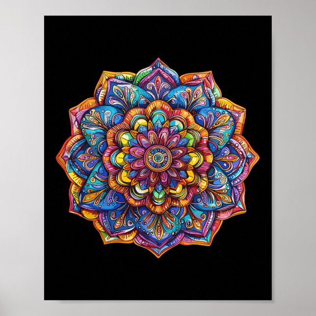 Poster Motif de chakra de méditation mandala bohémien vib (Devant)