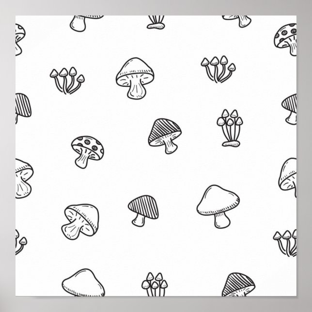 Poster Motif de champignons (Devant)