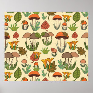 Poster Motif de champignons.