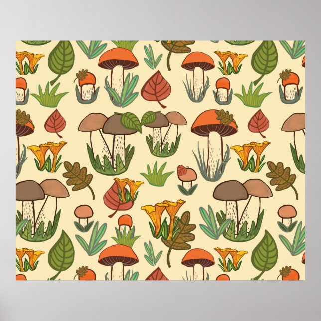 Poster Motif de champignons. (Devant)