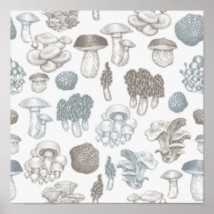 Poster Motif de champignons