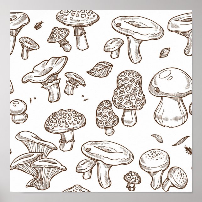 Poster Motif de champignons (Devant)