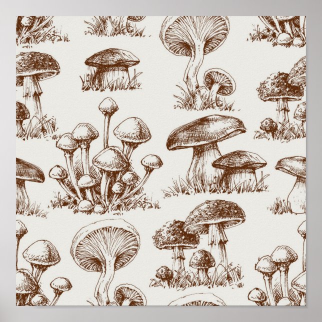Poster Motif de champignons (Devant)