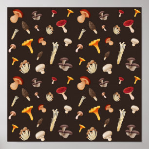 Poster Motif de champignons