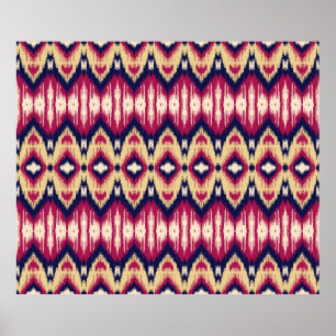 Poster Motif de chevron ikat rose ethnique arrière - plan
