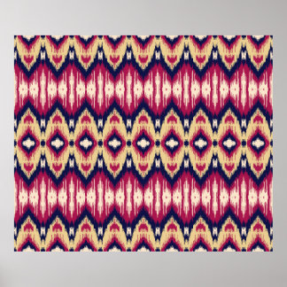 Poster Motif de chevron ikat rose ethnique arrière - plan