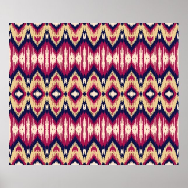 Poster Motif de chevron ikat rose ethnique arrière - plan (Devant)