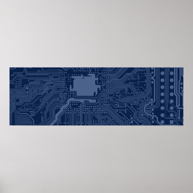 Poster Motif de circuit Geek bleu (Devant)