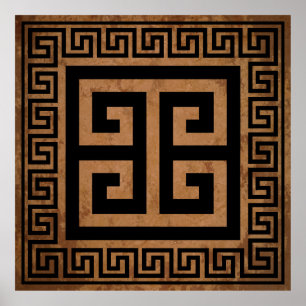 Poster Motif de clé grecque en noir Design