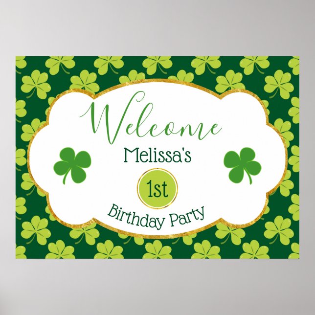 Poster Motif de Clover Vert mignon Bienvenue (Devant)
