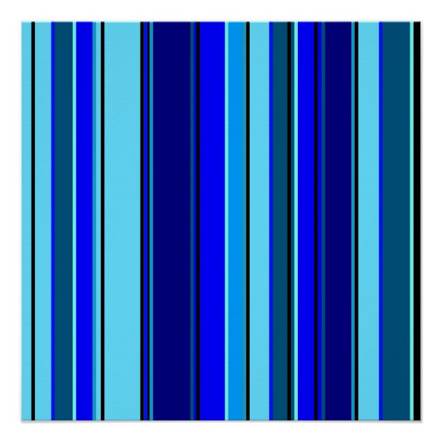 Poster Motif de code-barres géométrique bleu (Devant)
