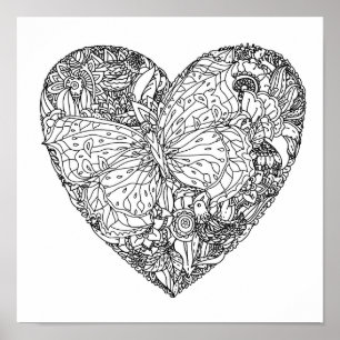 Poster Motif de coeur papillon 2