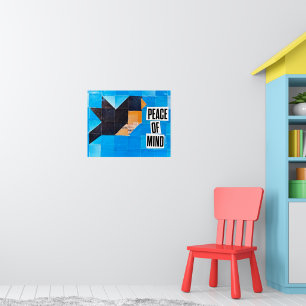 Poster Motif de courtepointe oiseaux Ciel bleu Sérénité C
