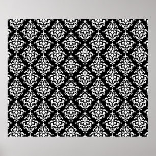 Poster Motif de Damas Vintage noir blanc 1