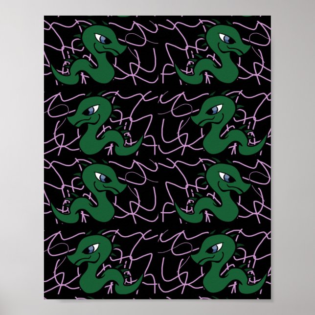 Poster Motif de dragon vert bébé (Devant)