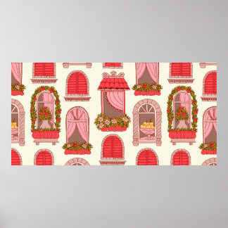 Poster motif de fenêtre vintage