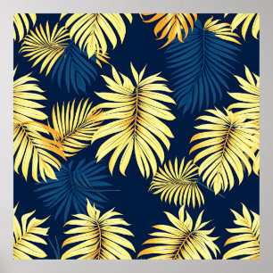 Poster Motif de feuille de palmier en or de luxe Tropical