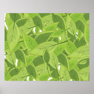 Poster Motif de feuilles vertes