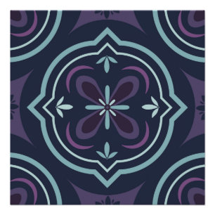 Poster Motif de fleur botanique bleue répétitive