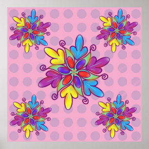 Poster Motif de fleur de kaléidoscope abstrait personnali
