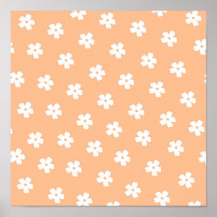 Poster Motif de fleur hippie blanche de la Pêche à la Pre