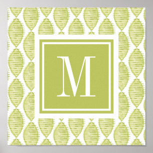 Poster Motif de fleurs du monogramme   Hygge