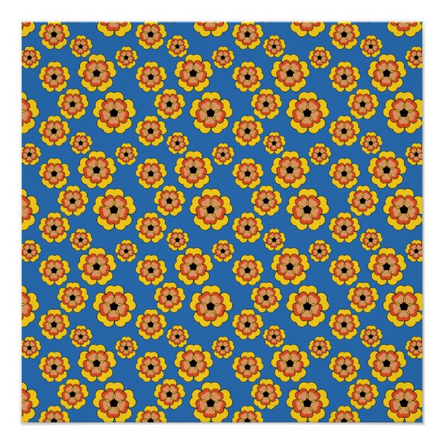 Poster Motif de fleurs orange jaune (Devant)