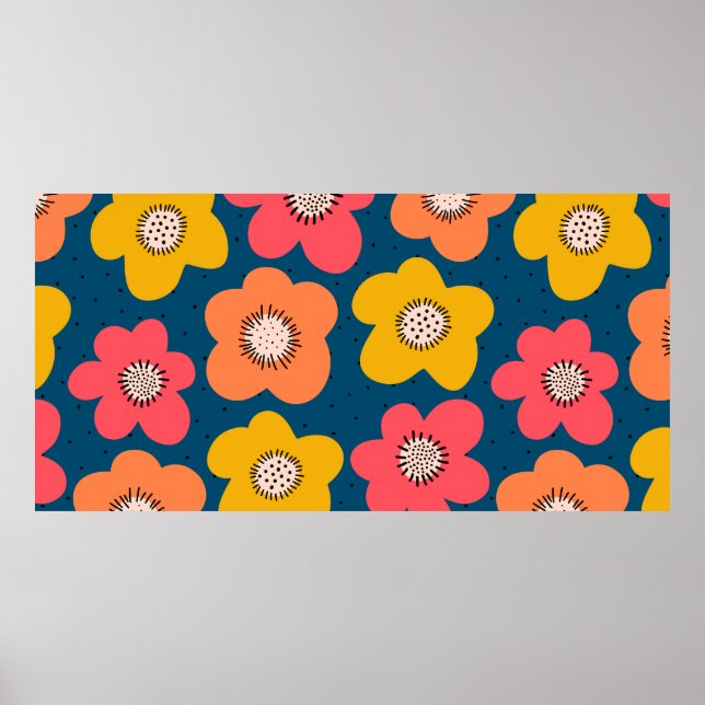 Poster Motif de fleurs sans couture. Flores audacieuses s (Devant)
