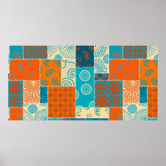 Poster Motif de fond transparent. Motif patchwork en  (Devant)